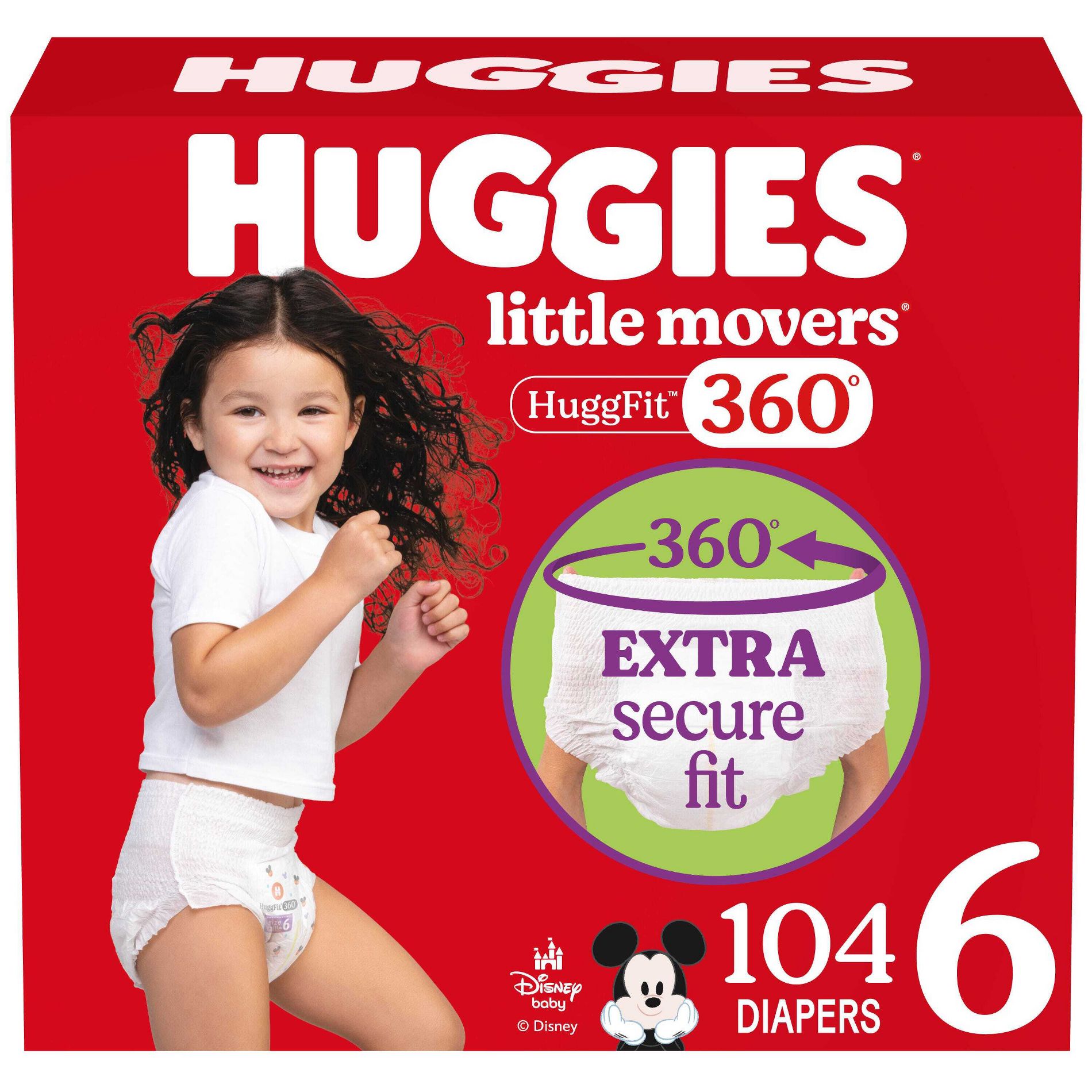 Huggies Little Movers HuggFit 360 Pull On Diapers - Size 6 - 104ct