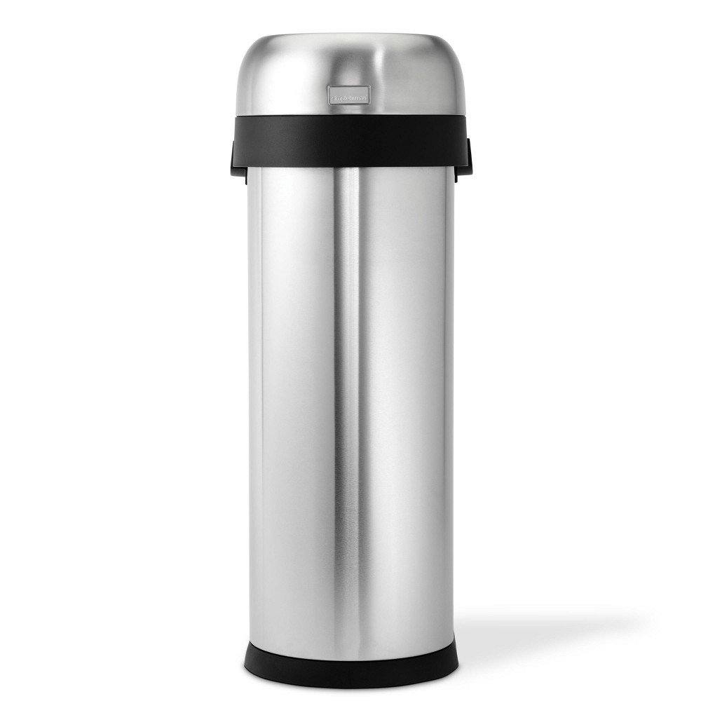 simplehuman 50 ltr Slim Open Commercial Trash Can Brushed Stainless Steel