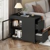 Wooden Nightstand, Sofa Couch Table On Wheels,  Built-In Shelves, 2 Storage Drawers For Living Room Home Office - 4 of 4