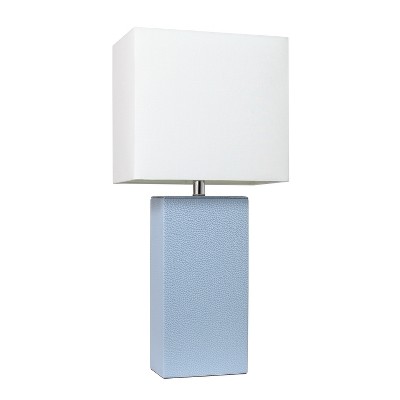 21" Monaco Avenue Modern Leather Table Lamp Periwinkle - Elegant Designs