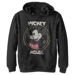 Boy's Disney Mickey Mouse Classic Circle Distressed Pull Over Hoodie - 1 of 4