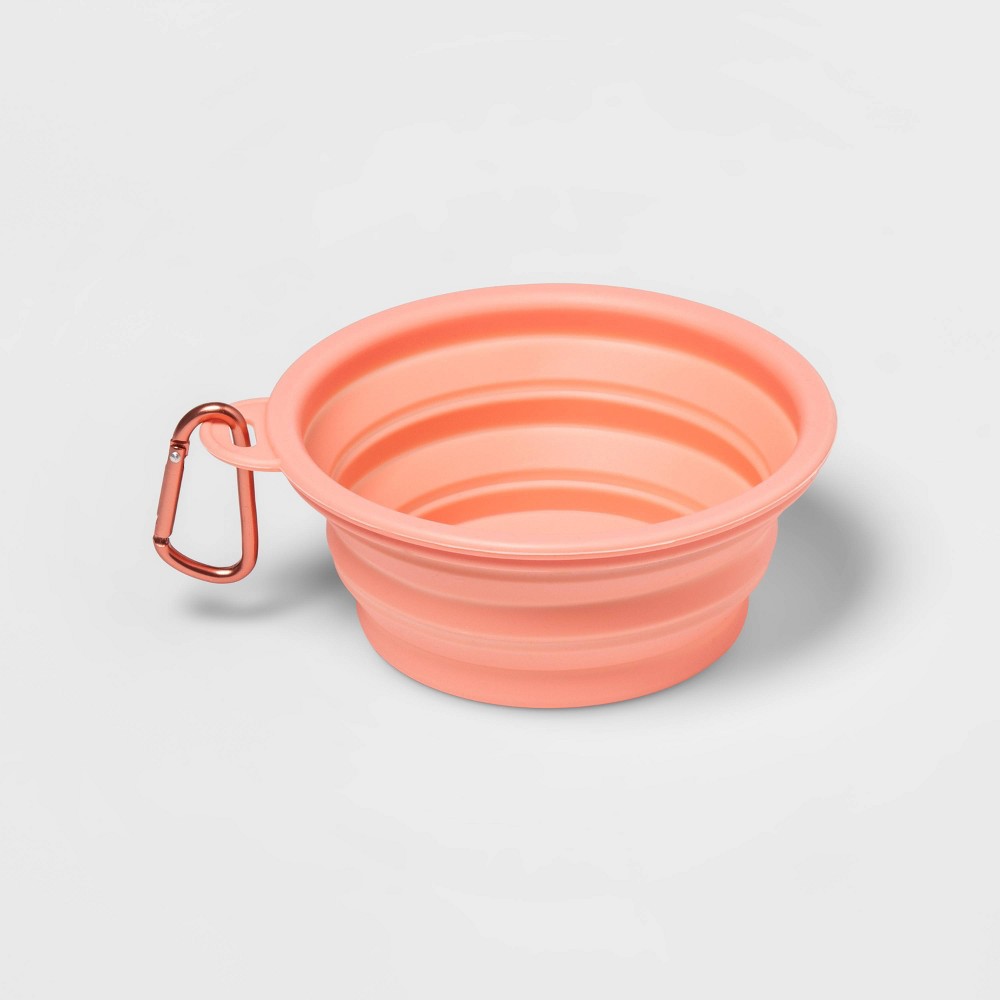 ( case of  15 pcs) Collapsible Dog Bowl with Carabiner - Red - Sun Squad™