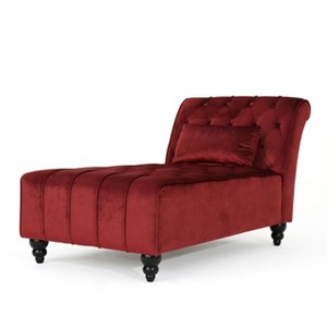 Rubie New Velvet Chaise Lounge Garnet - Christopher Knight Home, Red
