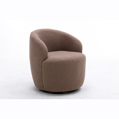 Lyngins Teddy Fabric Swivel Accent Chairs,Upholstered Arm Chairs with Low Back for Living Room,Bedroom