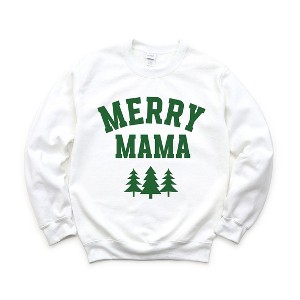 Simply Sage Market Women's Graphic Sweatshirt Merry Mama Pine Tree - 1 of 4