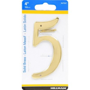 Hillman 4 in. Gold Brass Nail-On Number 5 1 pc (Case of 3) - 1 of 1