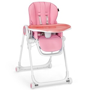 Infans Baby High Chair Foldable Feeding Chair w/ 4 Lockable Wheels - 1 of 4
