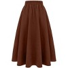 Women's Plaid Wool Skirt - Elastic Waist A-Line Pleated Tartan Long Skirt Long Pure Coffee - 3 of 4