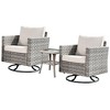 XIZZI Patio Outdoor Swivel Rocking Chairs Set of 2 with Side Table, 3 Pieces PE Rattan Wicker Patio Bistro Set with 360 Degree Rotation Chairs - image 2 of 4