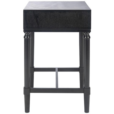 Noir Carved Wood Accent Table with Storage Drawer