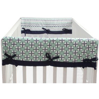 Bacati - Noah Crib Rail Guard Covers Set of 2 Mint/Navy