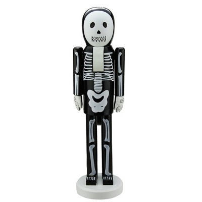 Northlight 14" Wooden Skeleton Halloween Nutcracker - Black/White