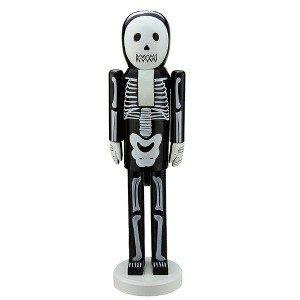 Northlight 14" Wooden Skeleton Halloween Nutcracker - Black/White - 1 of 3