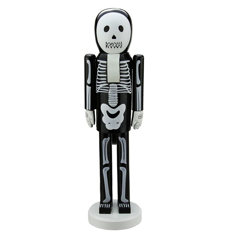 Northlight 14" Wooden Skeleton Halloween Nutcracker - Black/White, 1 of 4