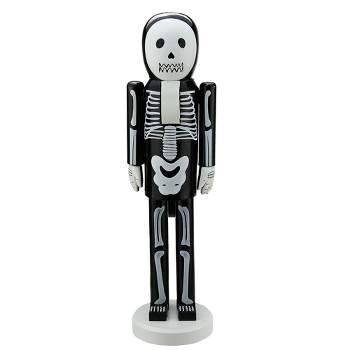 Northlight 14" Wooden Skeleton Halloween Nutcracker - Black/White