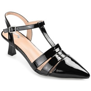 Journee Collection Womens Medium and Wide Width Jazlynn Buckle Kitten Heel Pointed Toe Pumps - 1 of 4