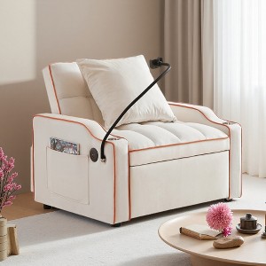 3-in-1 Fabric Convertible Sleeper Chair Sofa Bed with Adjustable Back & USB Port - 1 of 4