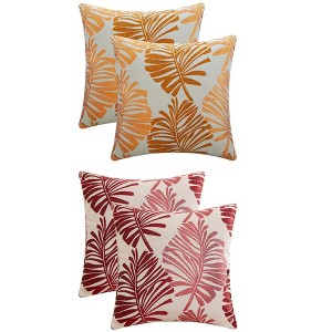REGALWOVEN 4 Pcs Palm Leaf Pattern Decorative Throw Pillow Covers for Farmhouse Home Sofa Couch Bed - 1 of 4