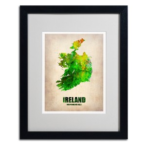 Trademark Fine Art-Naxart 'Ireland Watercolor Map' Matted Framed Art - 1 of 4