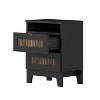 ORRD 2-Drawer Farmhouse Wooden Nightstand, Wood Side Table with Storage Cabinet, Black - 4 of 4