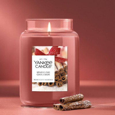 Yankee Candle Sparkling Cinnamon Scented, Classic 22oz Large Jar Single Wick Candle, Over 110 Hours of Burn Time (Pack of 2)
