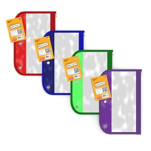 PVC Clear Zipper Pencil Pouch - Clear Window, Fits Standard 3-Ring Binder, 9.5 X 4.75 Inches, Assorted Colors (60 Packs) - 1 of 4
