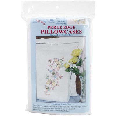 Jack Dempsey Stamped Pillowcases W/White Perle Edge 2/Pkg-Fluttering Butterflies