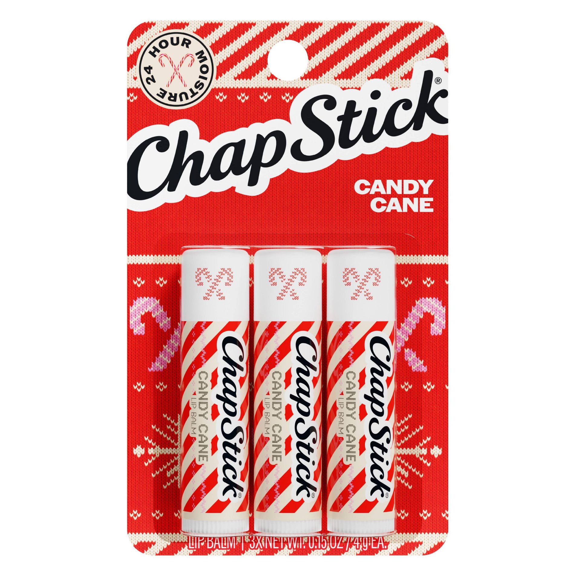 Chapstick Holiday Candy Cane Lip Balms - 3ct