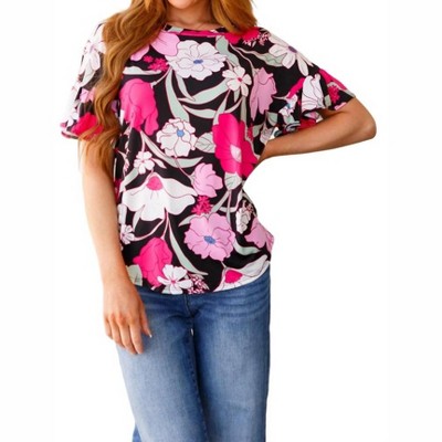 Women's Floral First Ruffle Sleeve Top - Haptics