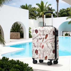 Fontoi Stylish Hard shell 20 Inch Suitcases Rolling Carry On Suitcase Cute Small Checked Luggage with Wheels for Travel, White 15.6"* 8.3"*21.7" - 1 of 4