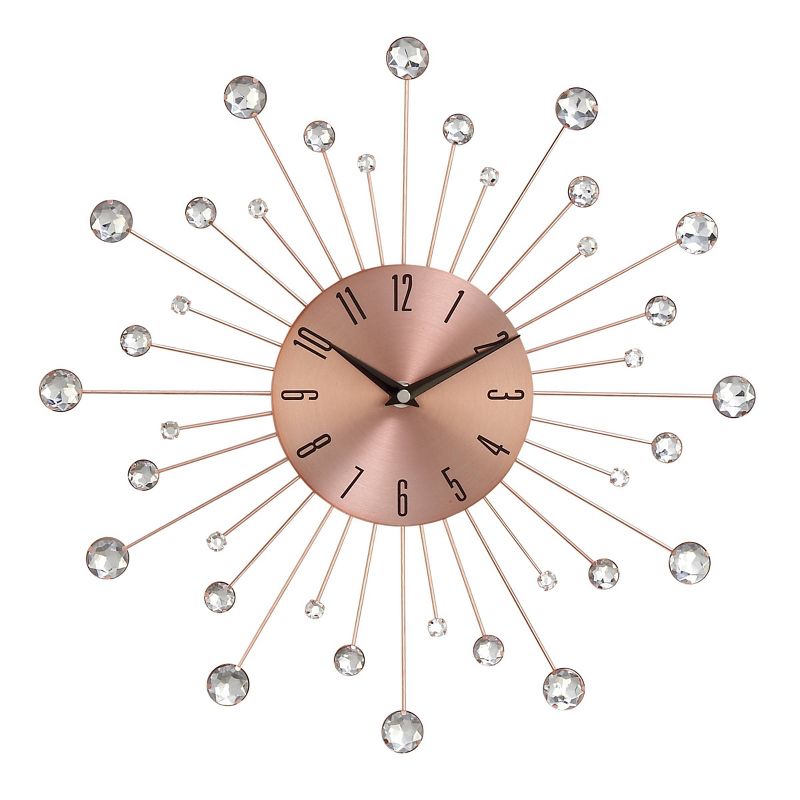 15"x15" Metal Starburst Wall Clock with Crystal Accents - Olivia & May, 1 of 16