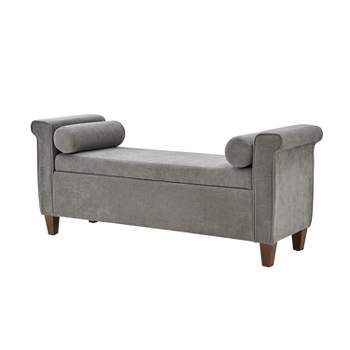 Pascual Traditional Storage Bench with 2 Pillows|ARTFUL LIVING DESIGN-GRAY