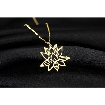 Lotus Flower Necklace, Symbol of Purity in Sterling Silver Necklace for Women