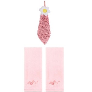 REGALWOVEN 3 Pcs Bathroom Home Decor Cotton Soft Absorbent Floral Hand Towel - 1 of 4