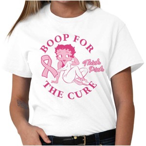 Breast Cancer Betty Boop For The Cure Womens Graphic T Shirt Tees Brisco Brands - 1 of 4