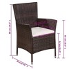 vidaXL Outdoor Patio Furniture Set with Dining Chair, Stool and Cushions - Poly Rattan Construction in Brown with Cream White Cushion Covers - 4 of 4