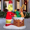 Grinch Animated Airblown Inflatable Pulling Tree from Chimney Scene Dr. Seuss, 6.5 ft Tall - 2 of 4