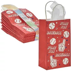 Blue Panda 24-Pack Baseball Party Favor Gift Bags with Handles (Red, 5.3 x 9 x 3.15 in)