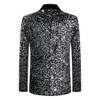 Cloudstyle Men's One Button Slim Fit Velvet Sequin Blazer Party Prom Dinner Jacket - 2 of 4