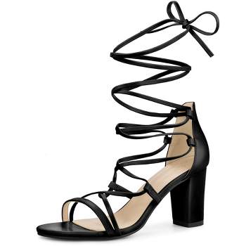 Perphy Strappy Strap Lace Up Chunky Heel Sandals for Women