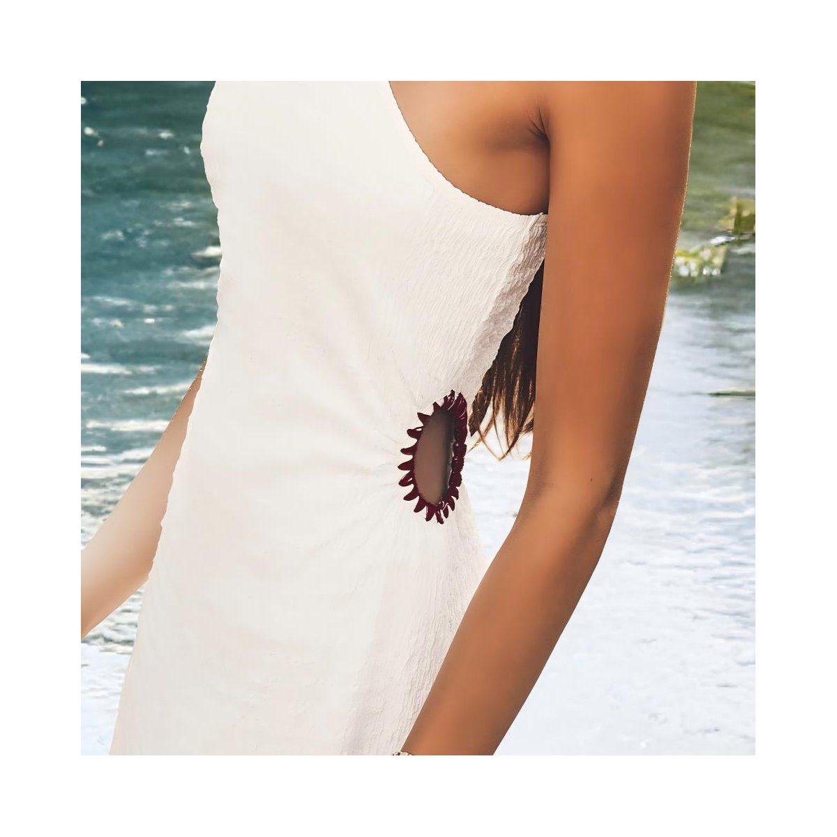 Женские платья Cupshe Women's Criss-Cross Backless Maxi Dress with Side Cutout-L-White — фото 4