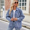 Coolmee Women's Jean Jacket Oversized Boyfriend Button Up Long Sleeve Split Denim Jackets - 2 of 4