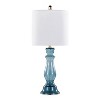 LumiSource (Set of 2) Bishop 25" Contemporary Table Lamps Clear Angel Blue Seeded Glass, Polished Nickel and White Linen Shade - 3 of 4