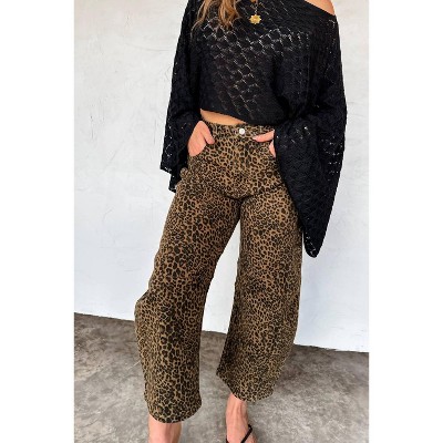 Women's Cheetah High Rise Barrel Jeans - BLAKELEY