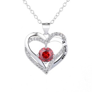 18K White Gold Birthstone "I Love you" Pendant Necklaces - 1 of 1