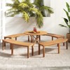 Tangkula Outdoor Curved Bench Set of 2 Acacia Wood Fire Pit Bench w/Slatted Seat Patio Backless 2-Person Seating for Porch Yard - 3 of 4