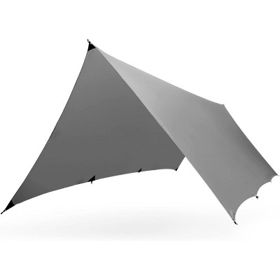 Kammok Kuhli Versatile Camping Tarp, All-Weather, Waterproof, Coated Nylon, With Stakes and Ridgeline Cords, Lightweight Backpacking, Granite Gray