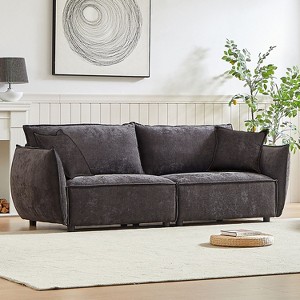 88" Wide Chenille Triple Sectional Sofa with 2 Extra Pillows, Thick Padding (Apartment-Friendly) - 1 of 4