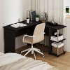 HOMLUX L-Shaped Computer Desk with Bookshelves, Space-Saving Workstation, Black - 3 of 4