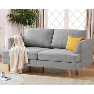 Gericco 65" Deep Seat Loveseat Sofa, Mid Century Modern Couches for Living Room, Small Couches for Small Spaces Couches with Wooden Legs - 1 of 4